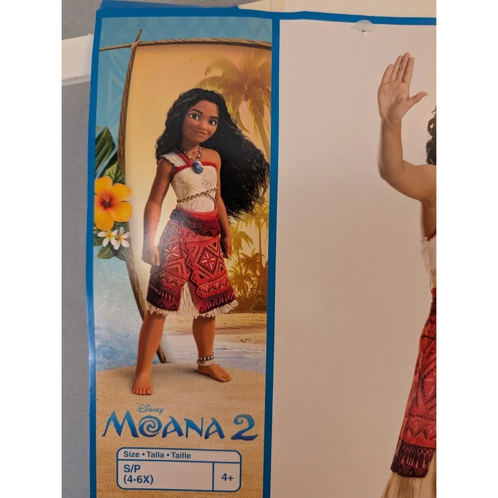 NEW Disney Moana 2 Girls Dress Costume Small Size‎ 4-6 Pretend Play Halloween - Picture 3 of 12